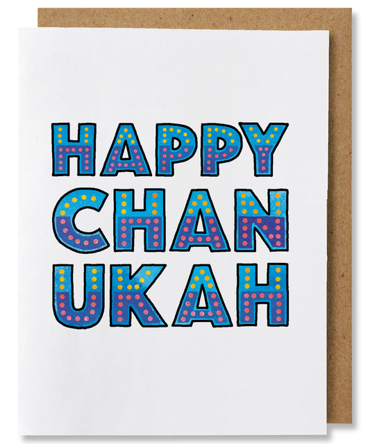 Happy Chanukah - Illustrated Typography Hanukkah Card