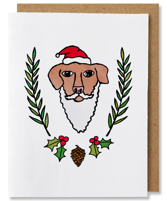 Holly Jolly Santa - Illustrated Dog Christmas Card