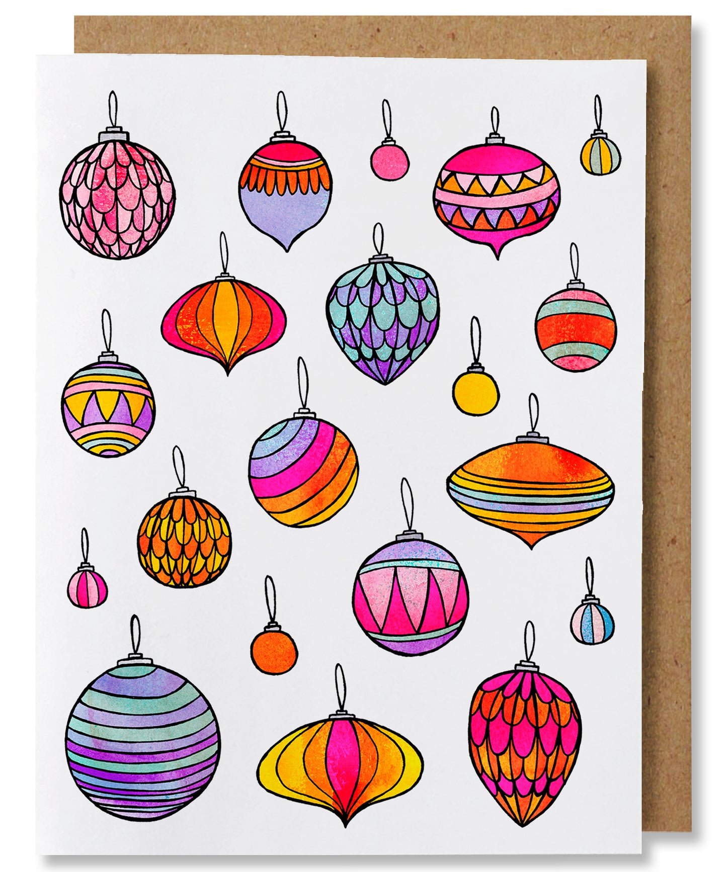 Blue Ornaments - Illustrated Holiday, Christmas Card