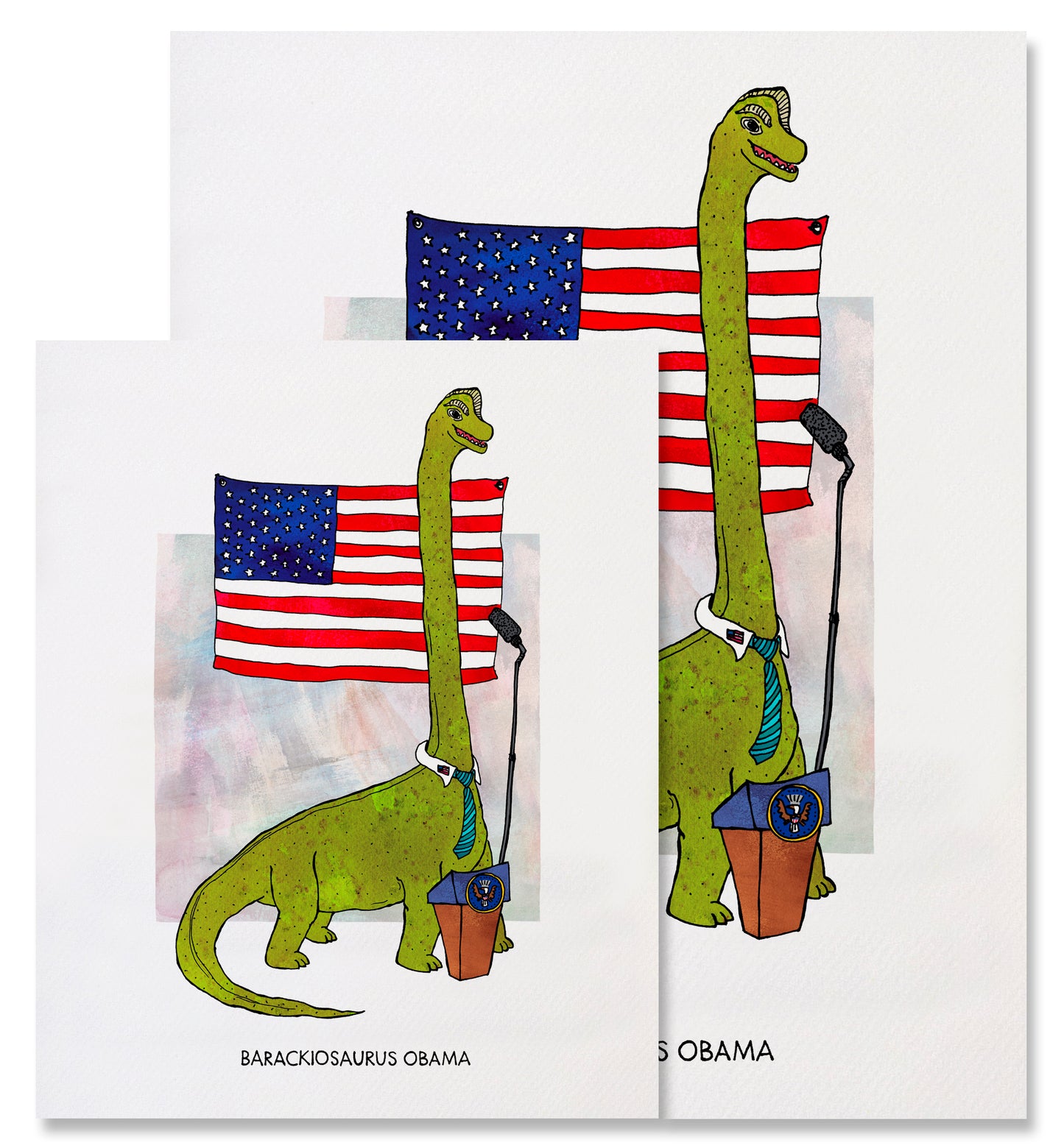 Barackiosaurus Obama - Illustrated Funny Pun Everyday Card