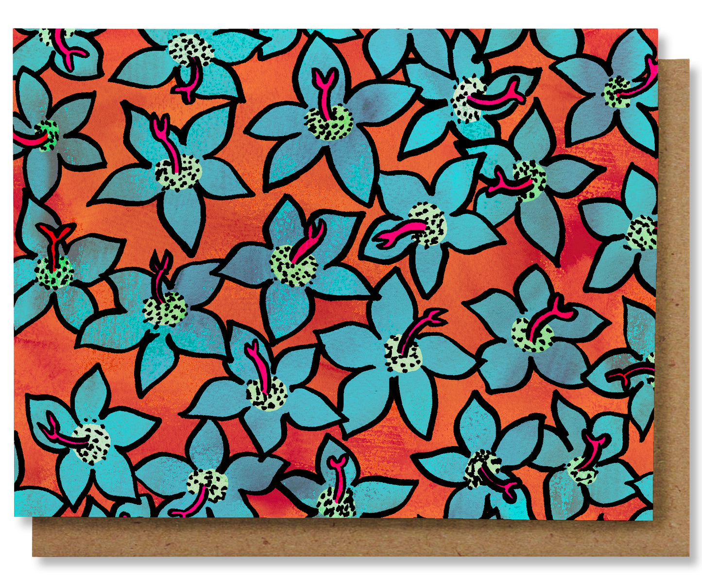 Blue Flowers - Illustrated Floral Note Card Set Set