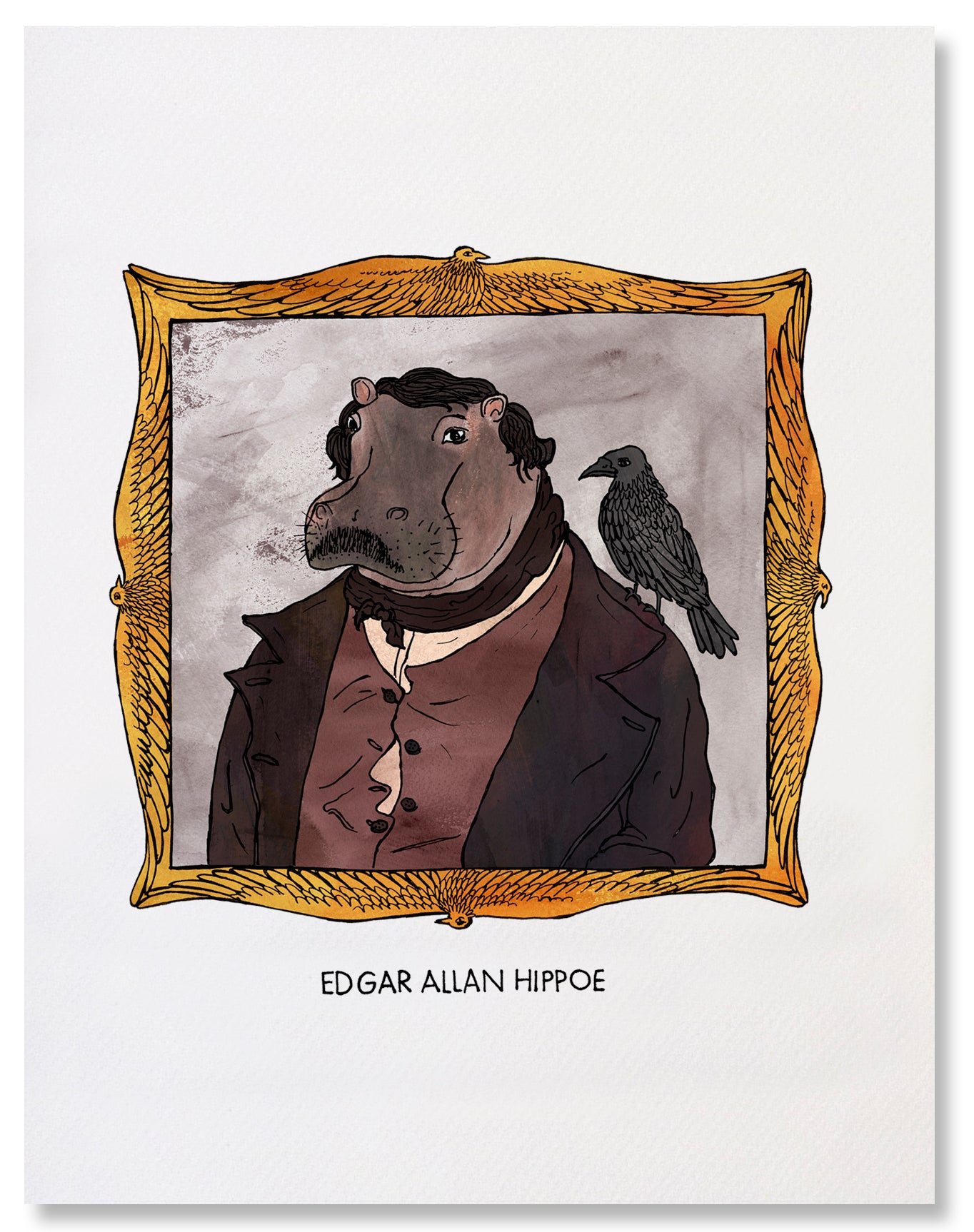 Edgar Allan Hippoe - Illustrated Funny Pun Everyday Card