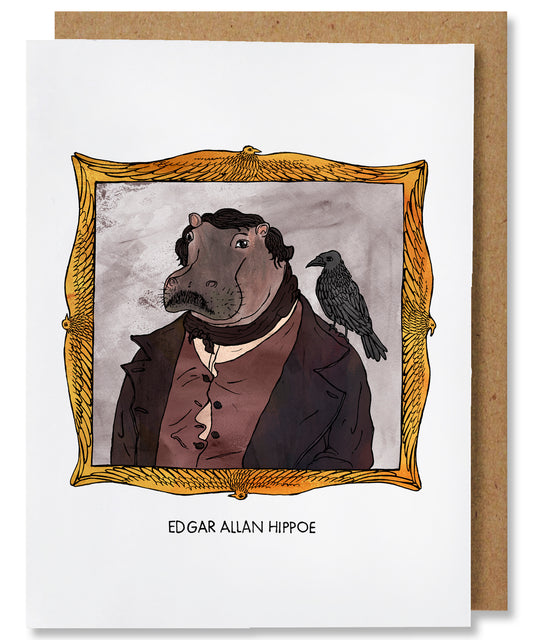 Edgar Allan Hippoe - Illustrated Funny Pun Everyday Card