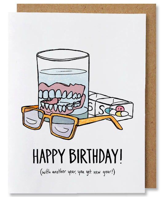 New Gear - Illustrated Funny Pun Birthday Card