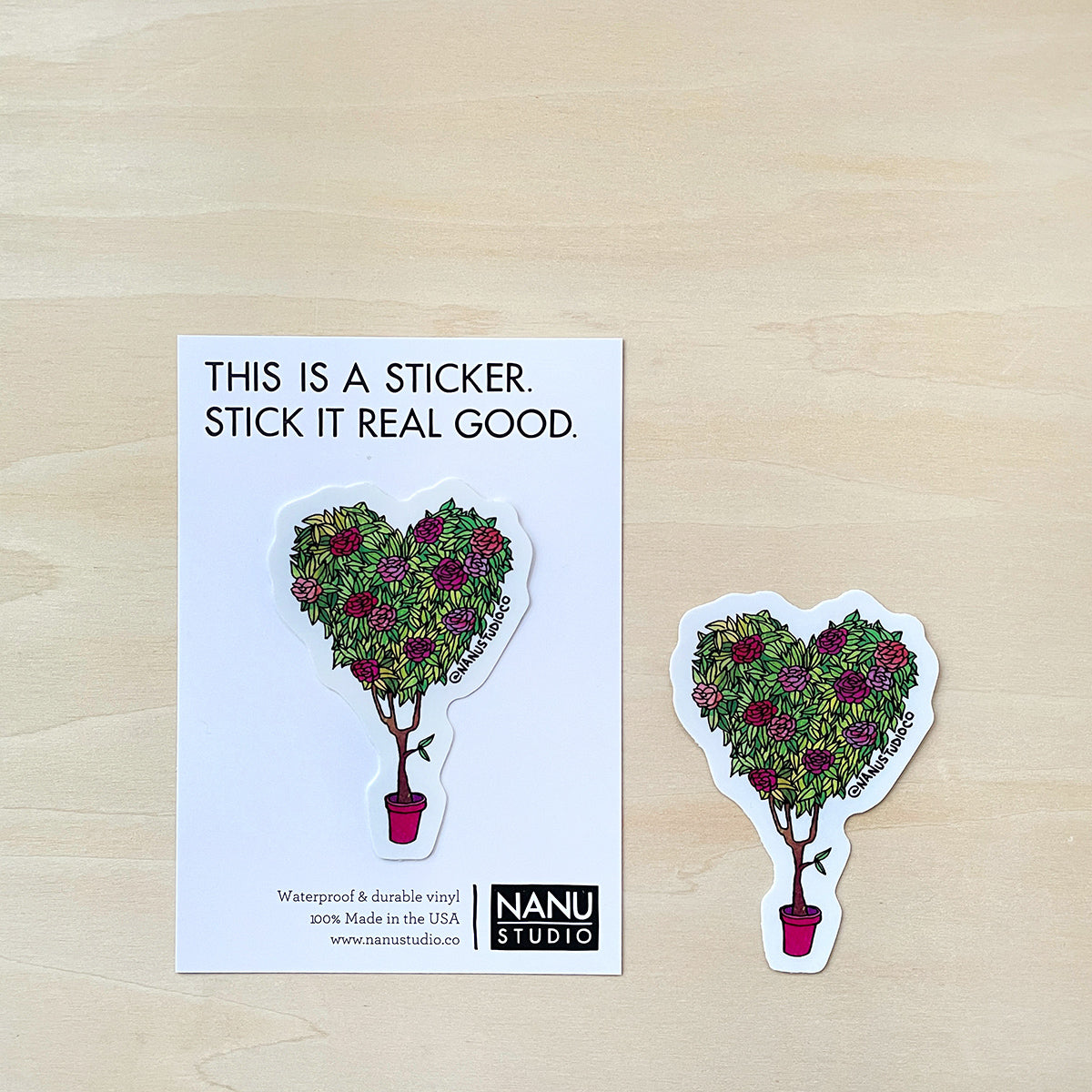 Heart Topiary - Illustrated Rose Plant Garden Sticker
