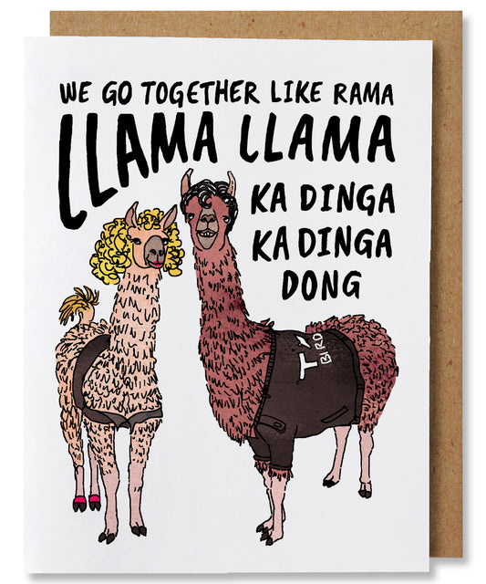 Llama Llama - Illustrated Funny Pun Love Friendship Card