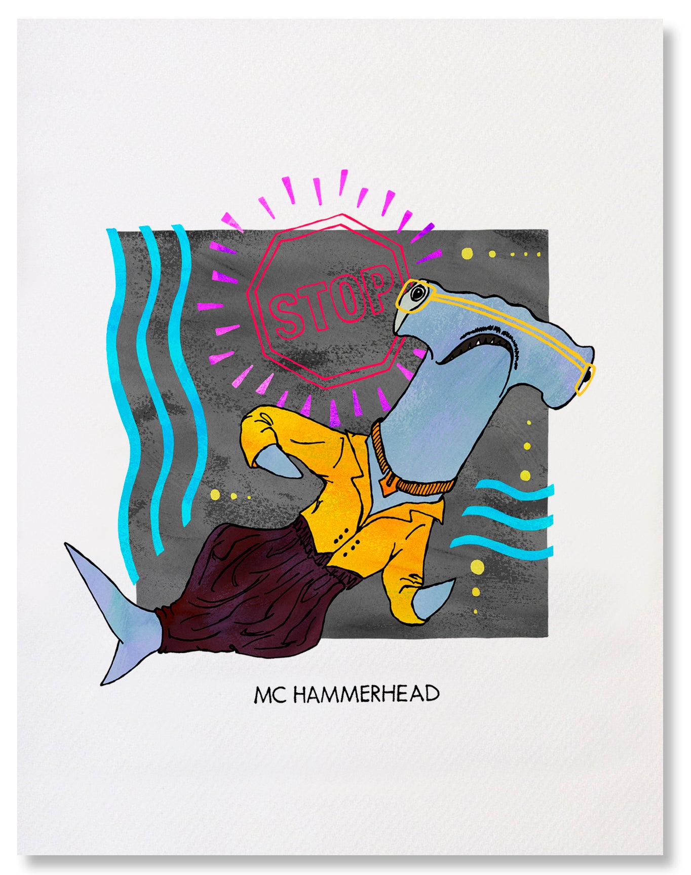 MC Hammerhead - Illustrated Funny Pun Everyday Card