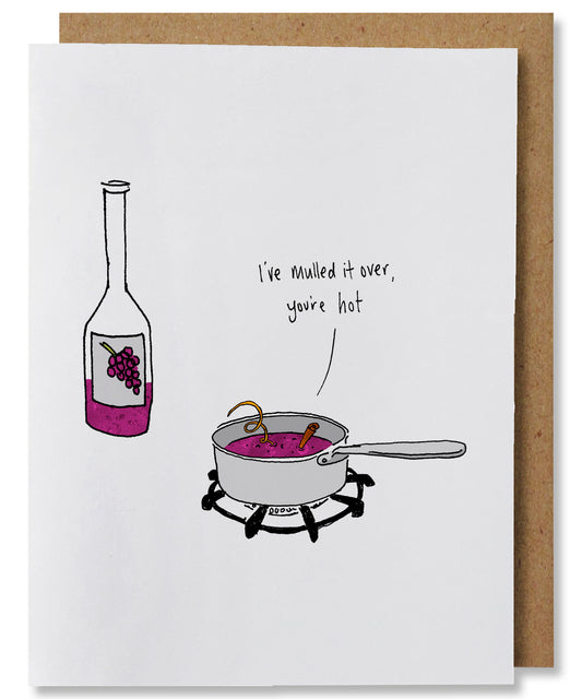Mulled It Over - Illustrated Funny Wine Pun Love Friend Card