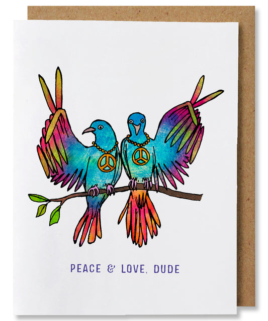 Peace & Love Dude - Illustrated Funny Love Friendship Card