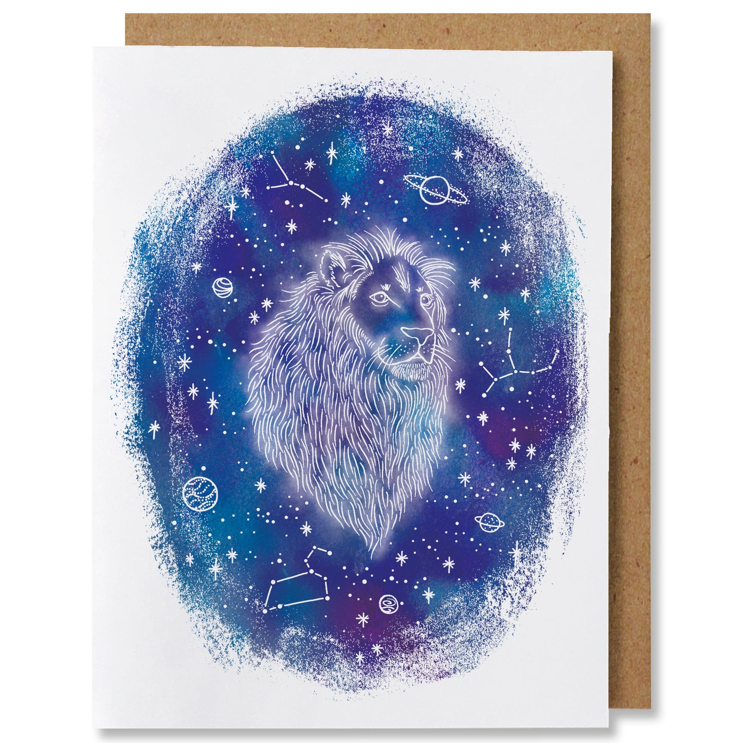 Zodiac - Leo - Illustrated Cosmic Stars Birthday Card