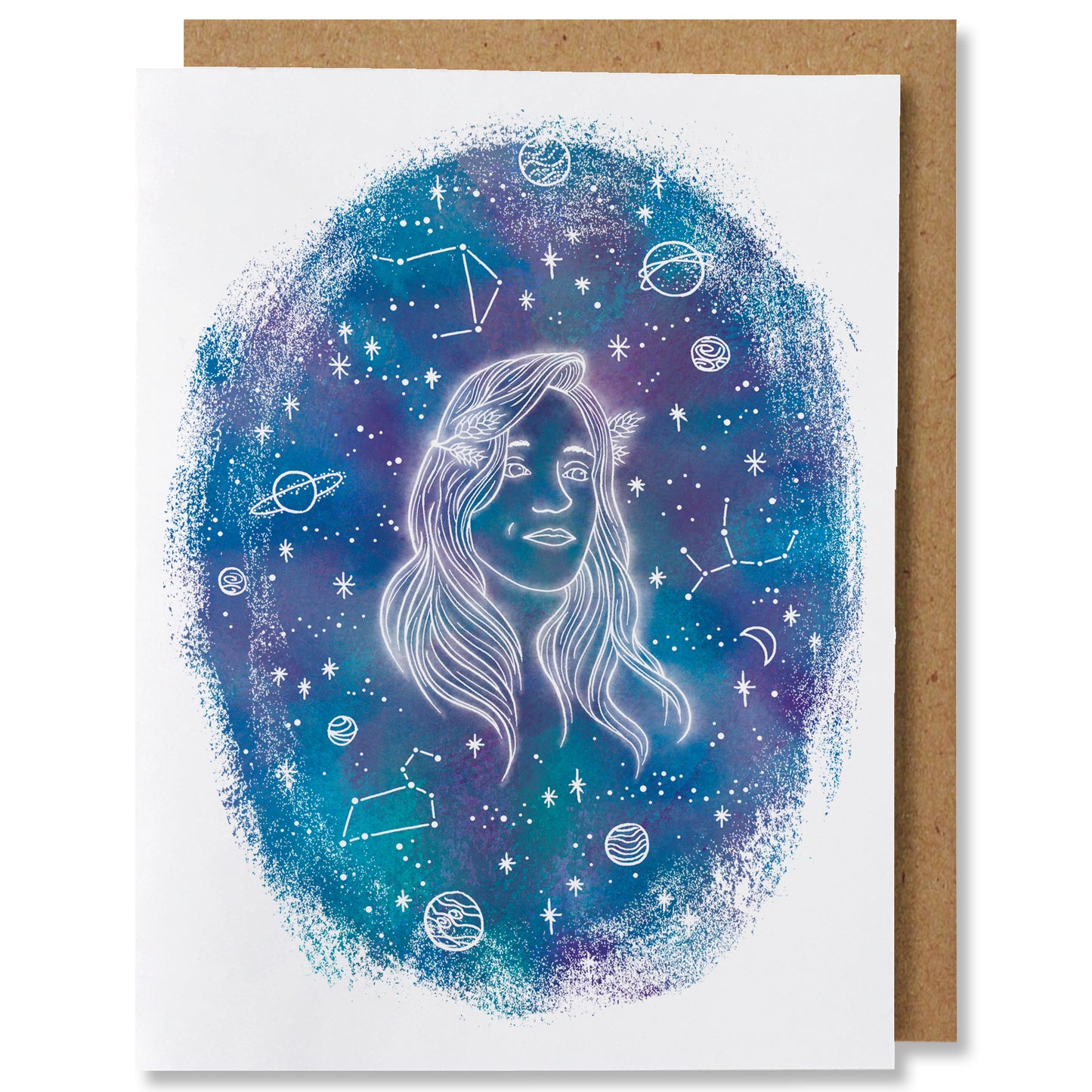 Zodiac - Virgo - Illustrated Cosmic Stars Birthday Card