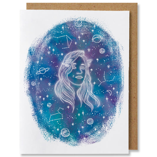 Zodiac - Virgo - Illustrated Cosmic Stars Birthday Card