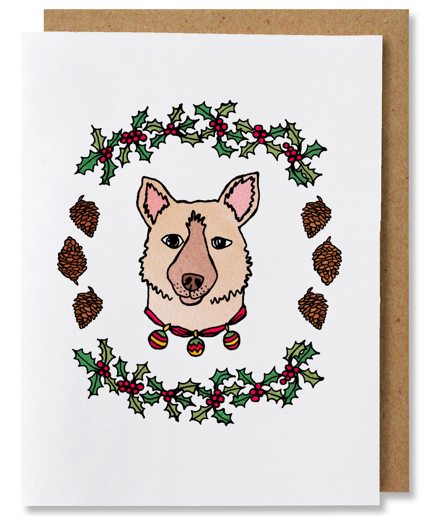 Holly Jolly Husky - Illustrated Dog Christmas Card