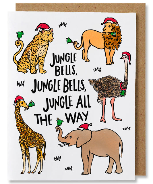 Jungle Bells - Illustrated Funny Pun Christmas Card