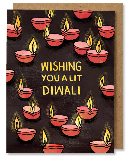 Lit Diwali - Illustrated Funny Pun Holiday Card