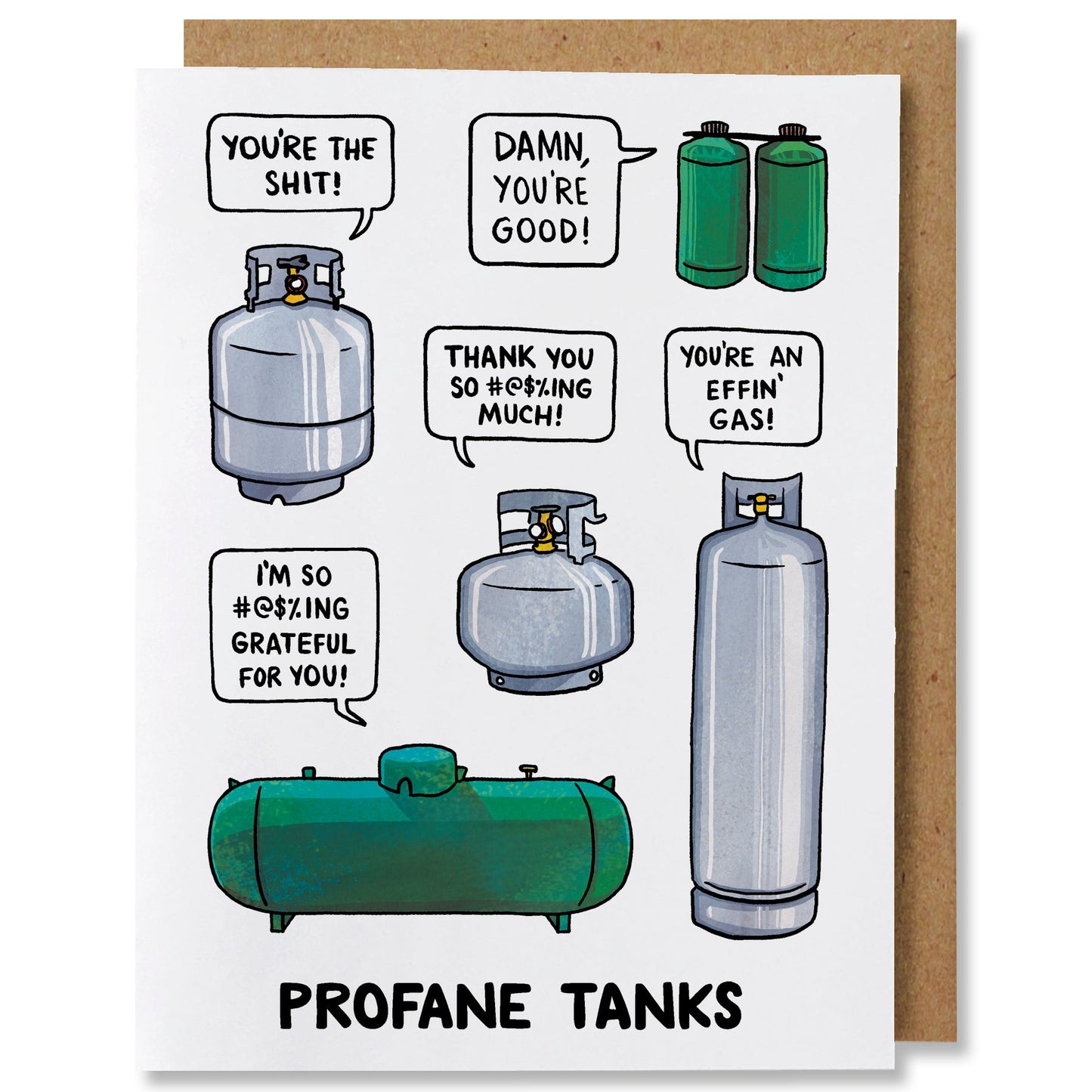 Profane Tanks - Illustrated Thank You Funny Pun Card