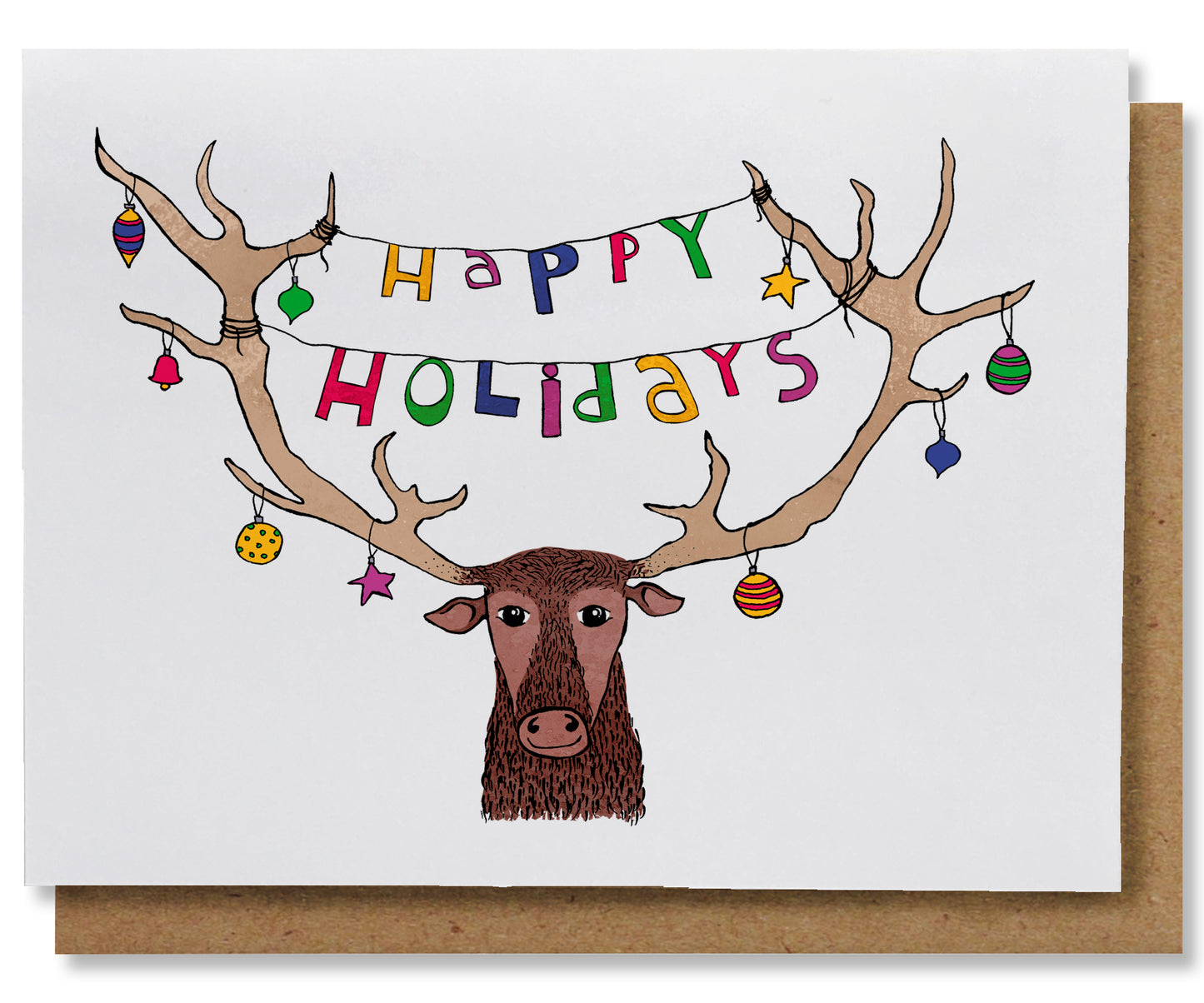 Reindeer Holiday - Illustrated Christmas Card
