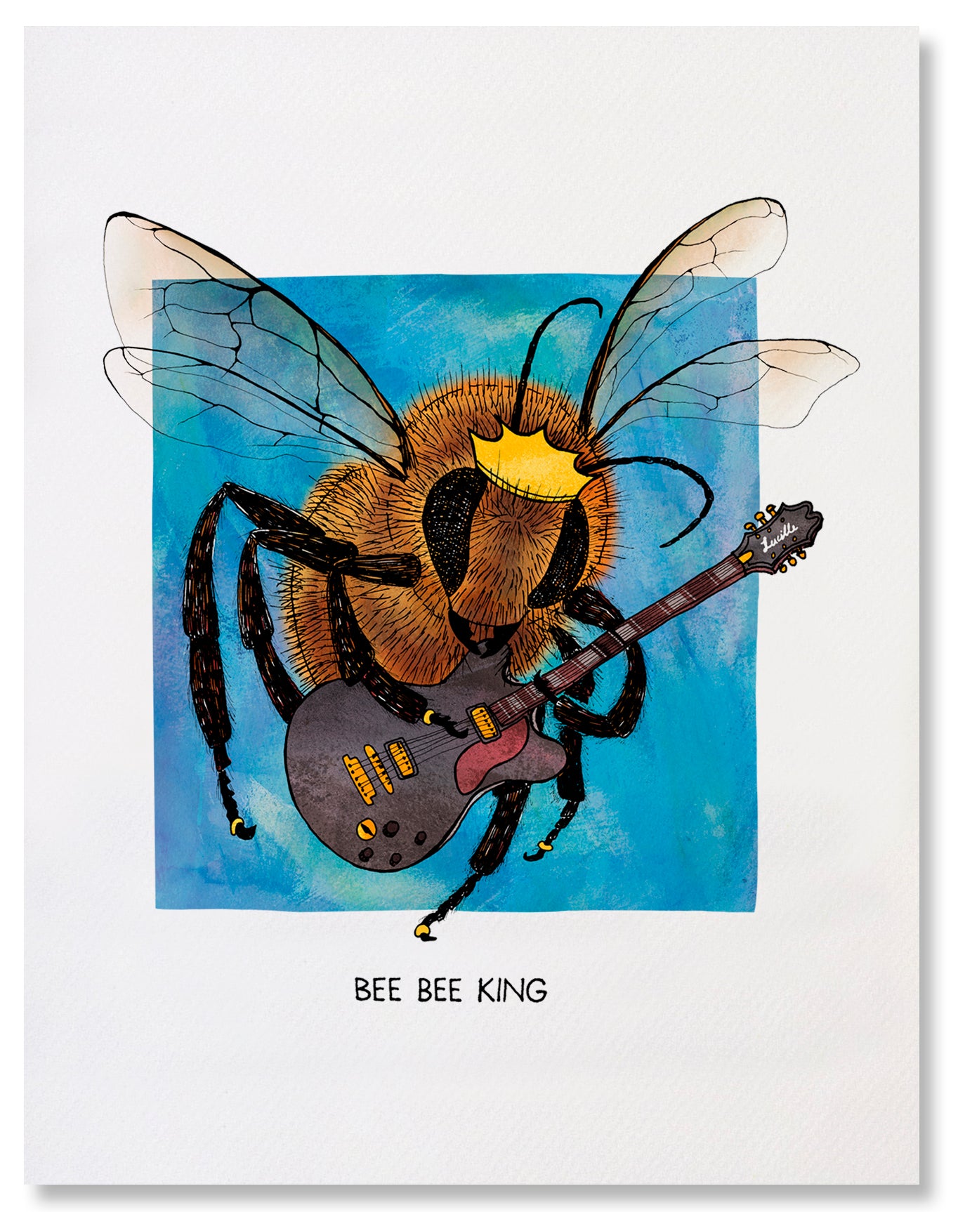 Bee Bee King - Illustrated Funny Pun Art Print