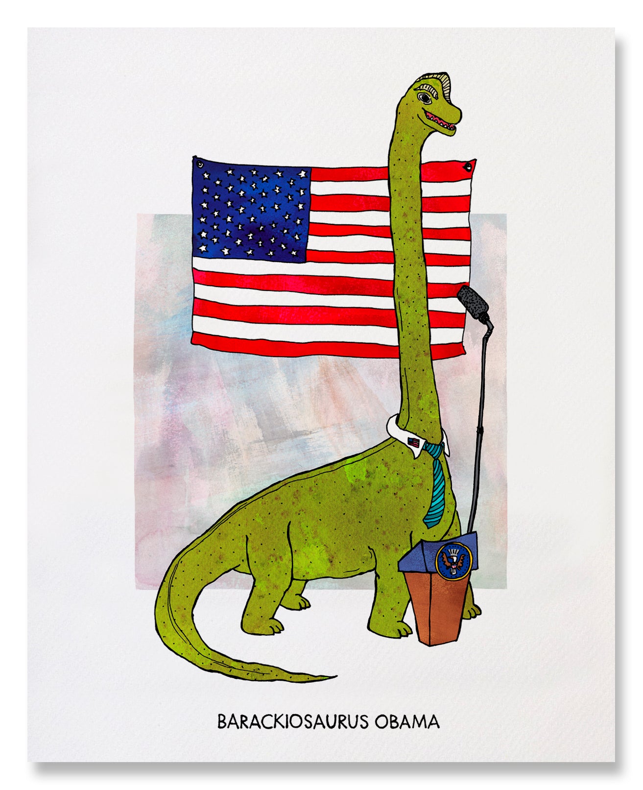 Barackiosaurus Obama - Illustrated Funny Pun Everyday Card