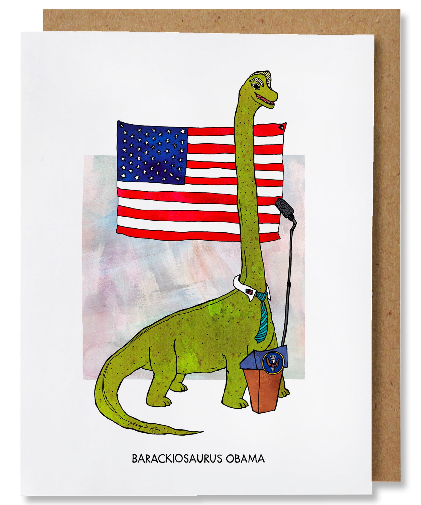 Barackiosaurus Obama - Illustrated Funny Pun Everyday Card