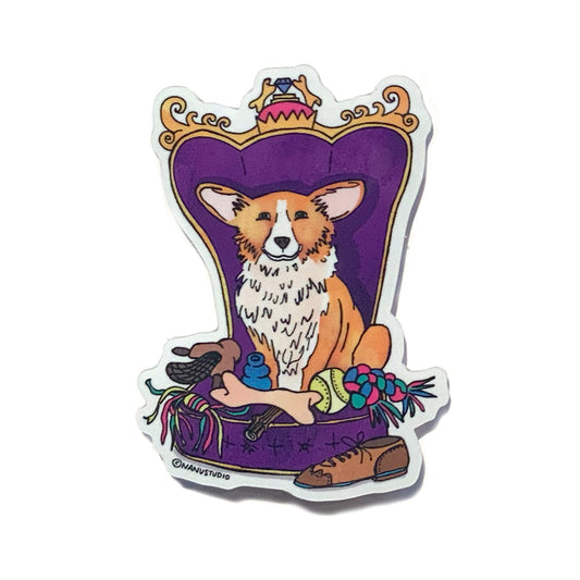 Corgi King - Illustrated Dog Sticker