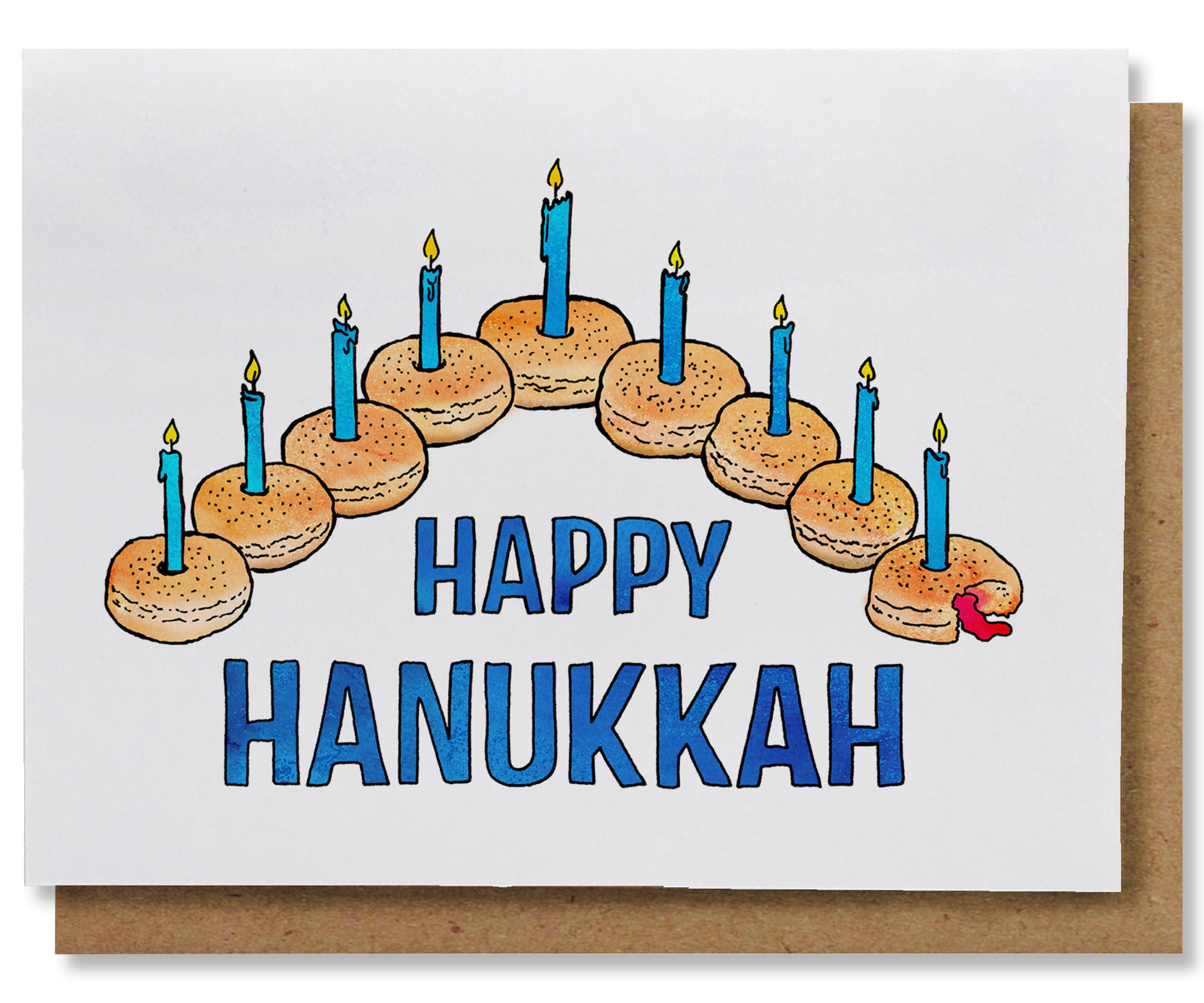Hanukkah Sufganiyah - Illustrated Funny Chanukah Pun Card