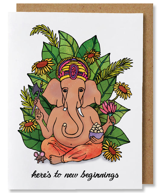 New Beginnings - Illustrated Congratulations Ganesh Card