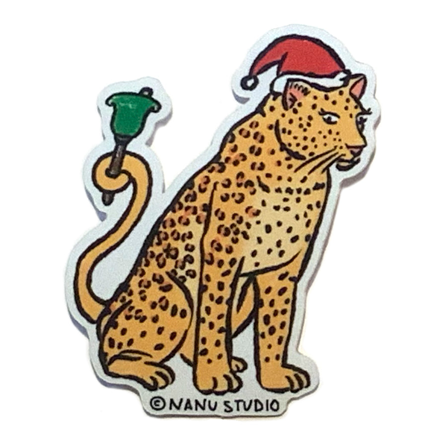 Leopard Jungle Bells - Illustrated Holiday Christmas Sticker