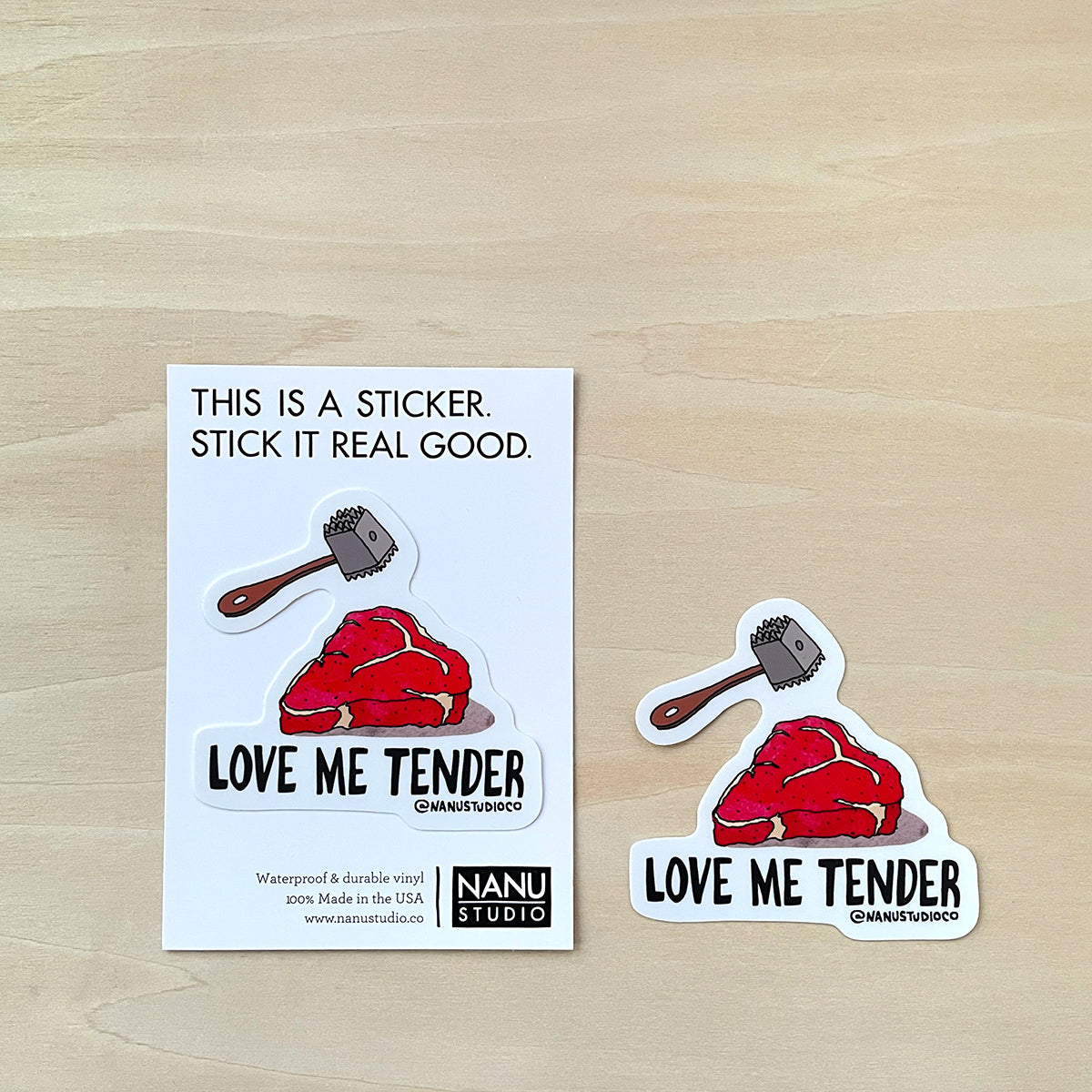 Love Me Tender - Illustrated Funny Pun Steak Sticker