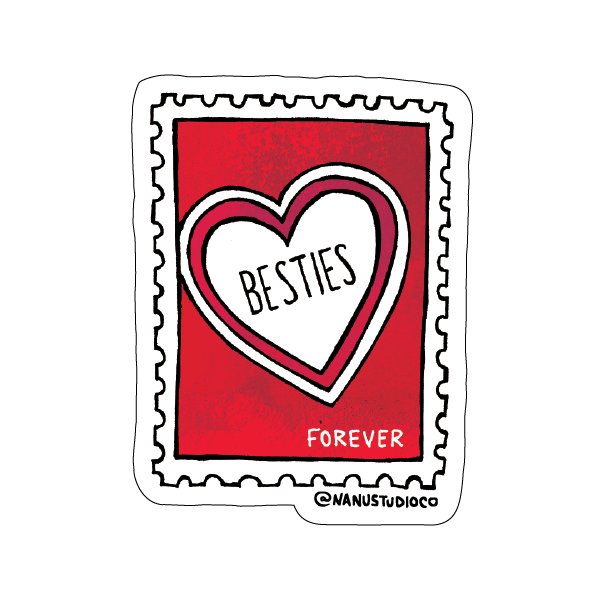 Besties Forever - Illustrated Friendship Stamp Sticker