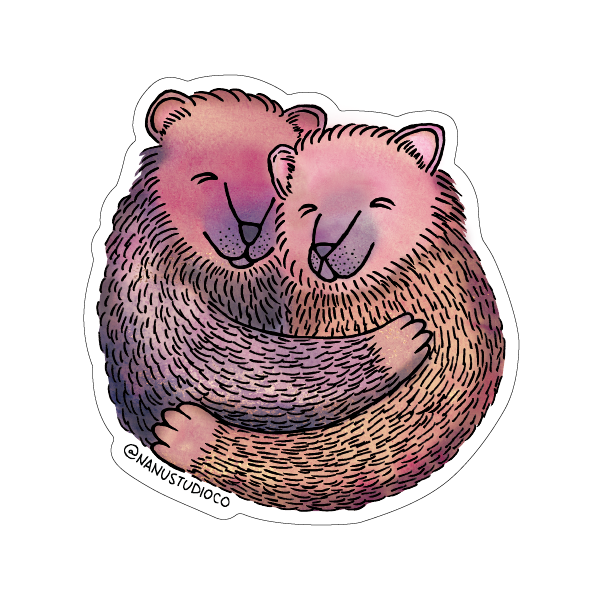 I Can't Wait to Hug You - Illustrated Bear Love Sticker