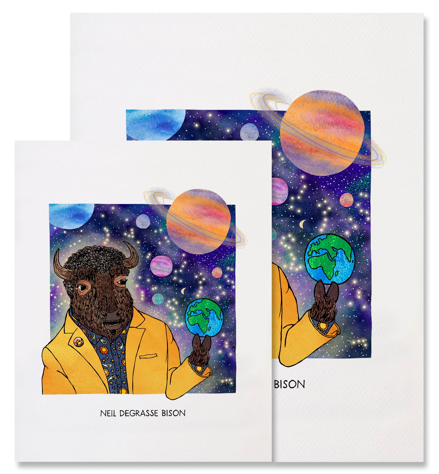 Neil deGrasse Bison - Illustrated Funny Pun Everyday Card