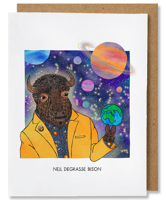 Neil deGrasse Bison - Illustrated Funny Pun Everyday Card