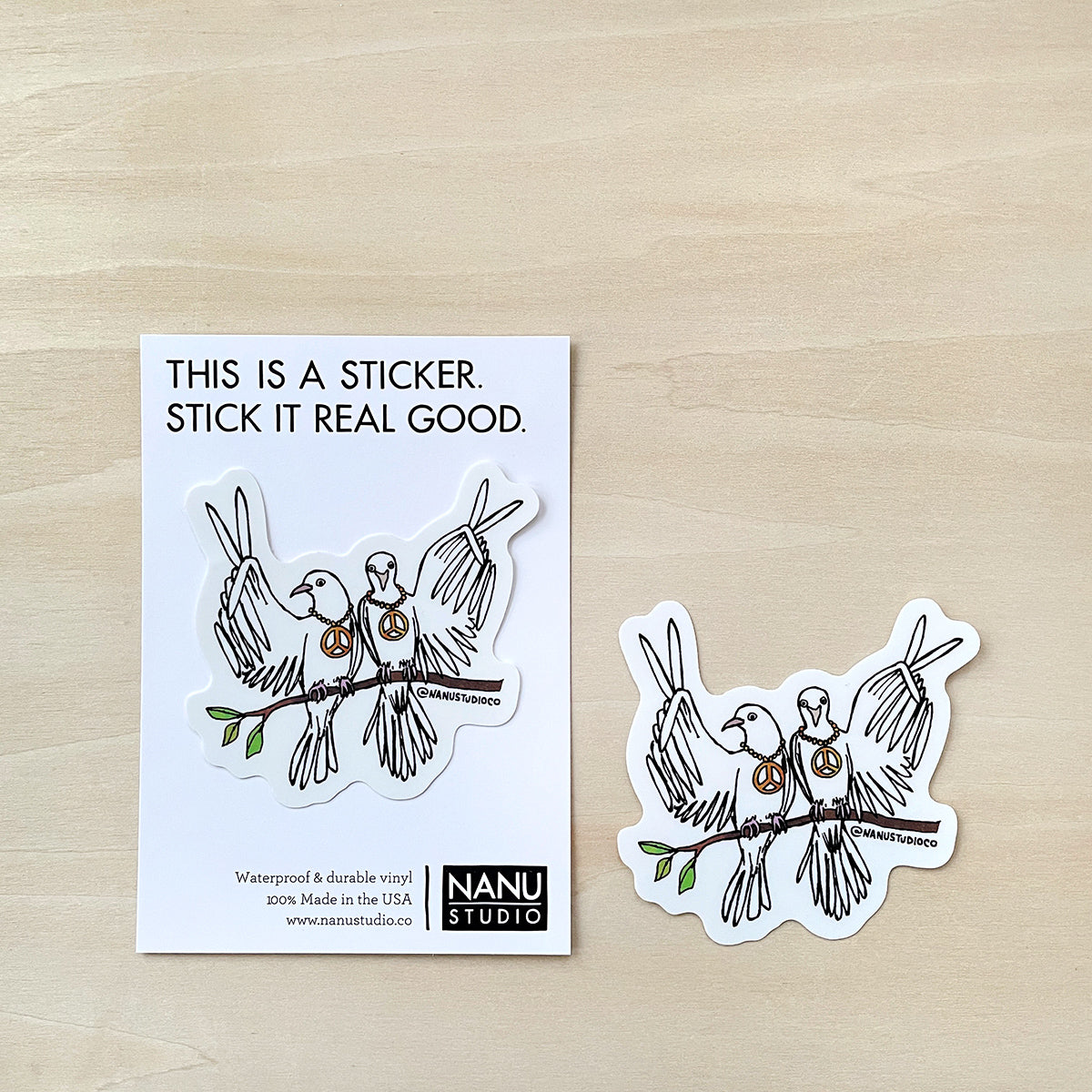 Peace Doves - Illustrated Bird Sticker