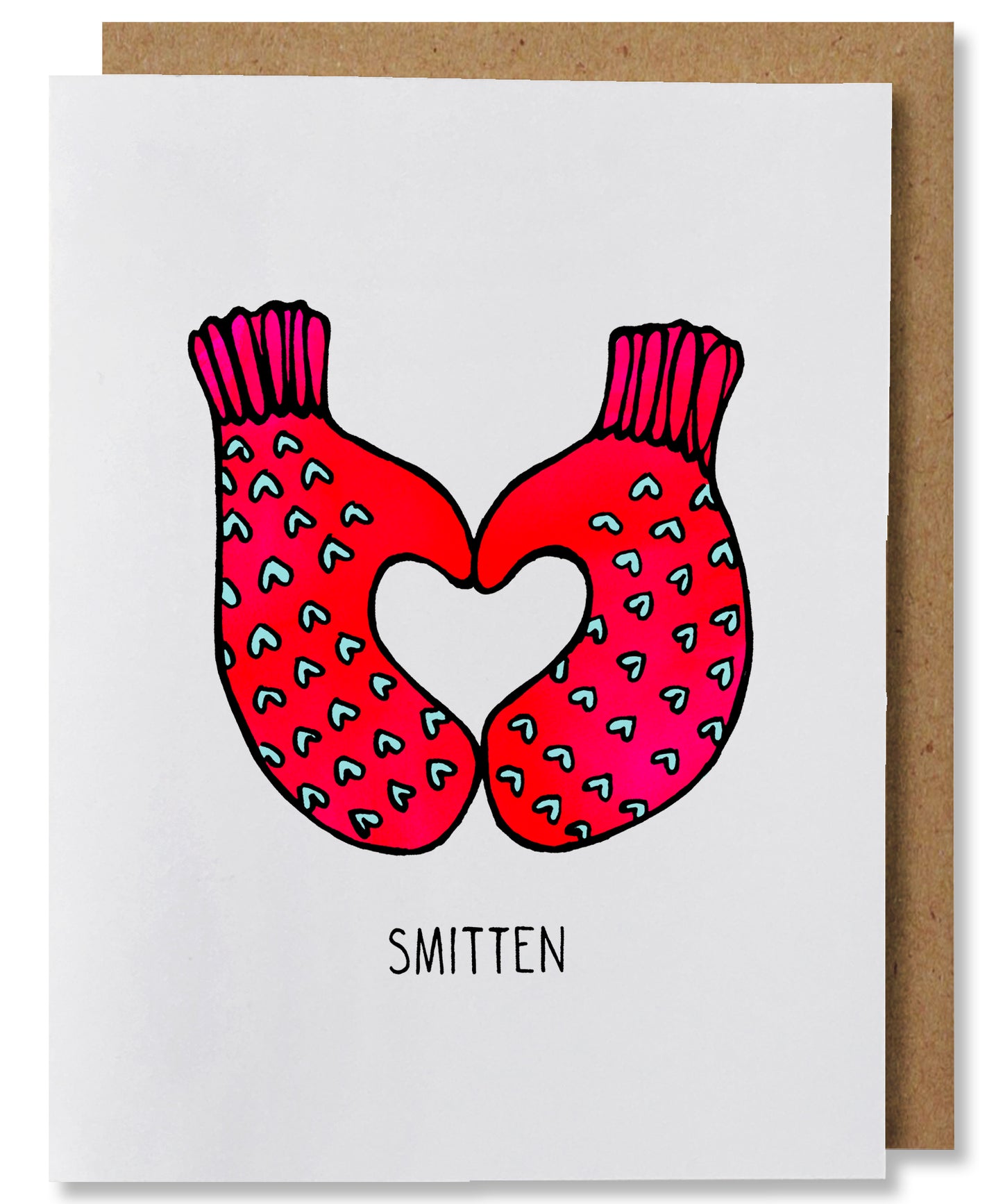 Smitten - Illustrated Funny Mitten Pun Love Valentine's Card