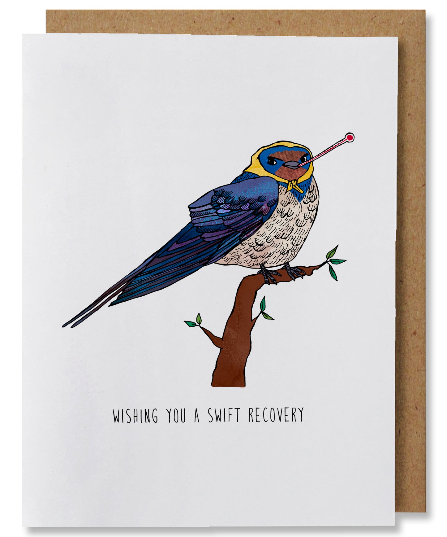 Swift Recovery - Illustrated Funny Bird Pun Get Well Card