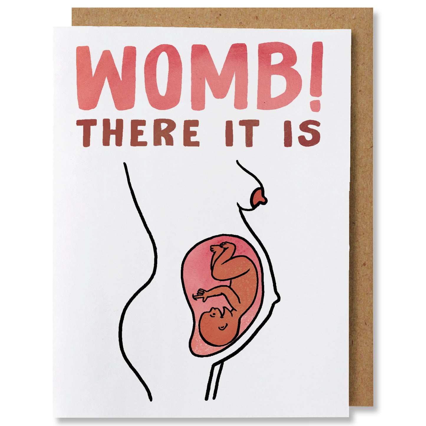 Womb! There it is - Illustrated Funny Pun Baby Congrats Card