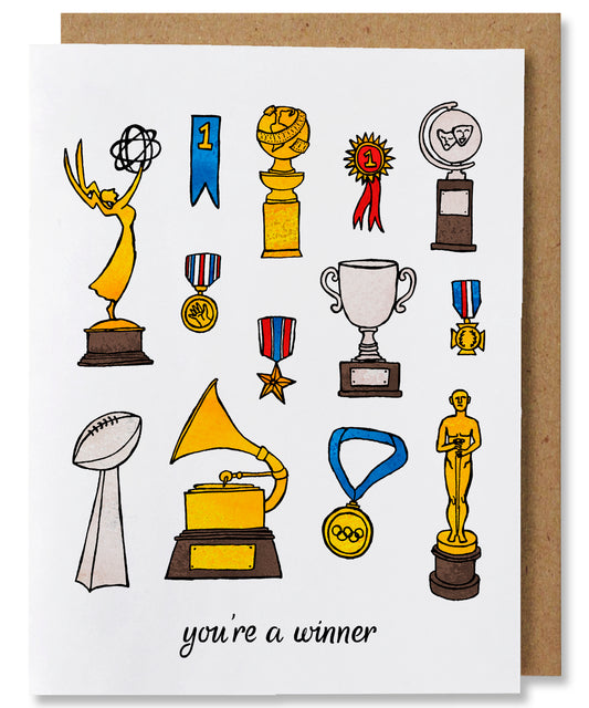 You're A Winner - Illustrated Funny Congratulations Card