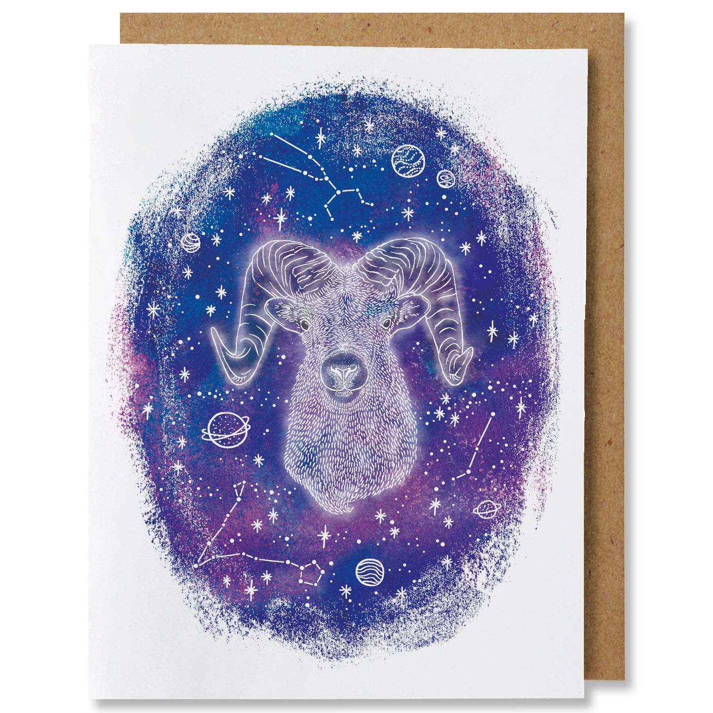 Zodiac - Aries - Illustrated Cosmic Stars Birthday Card