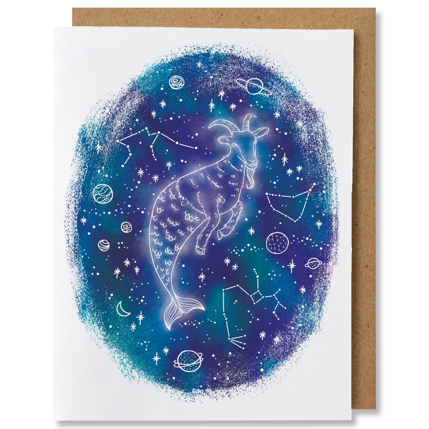 Zodiac - Capricorn - Illustrated Cosmic Stars Birthday Card