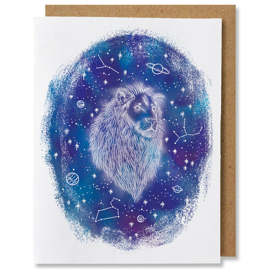 Zodiac - Leo - Illustrated Cosmic Stars Birthday Card