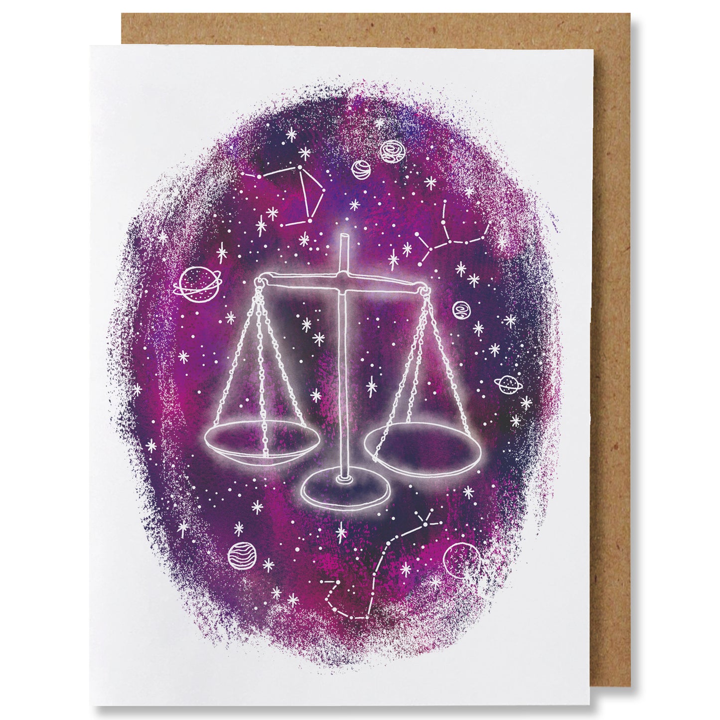 Zodiac - Libra - Illustrated Cosmic Stars Birthday Card