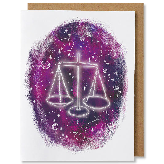 Zodiac - Libra - Illustrated Cosmic Stars Birthday Card