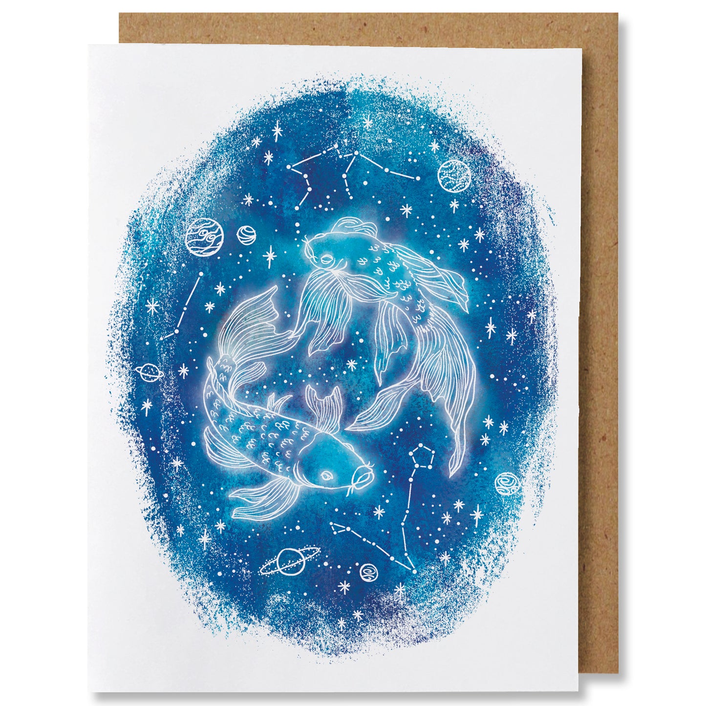 Zodiac - Pisces - Illustrated Cosmic Stars Birthday Card