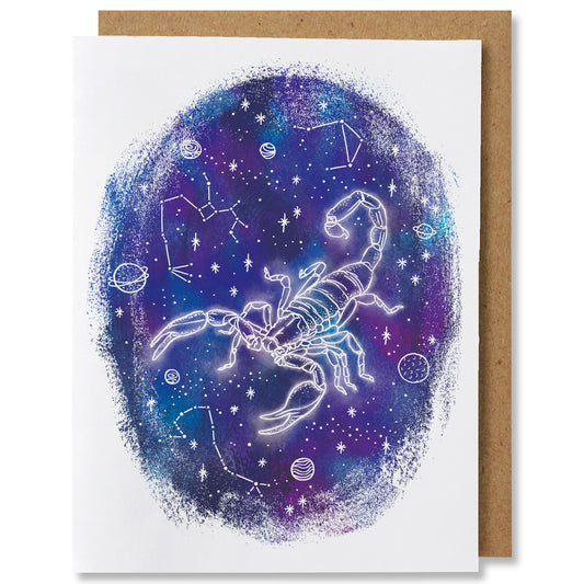Zodiac - Scorpio - Illustrated Cosmic Stars Birthday Card