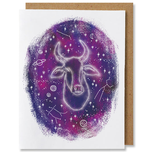 Zodiac - Taurus - Illustrated Cosmic Stars Birthday Card